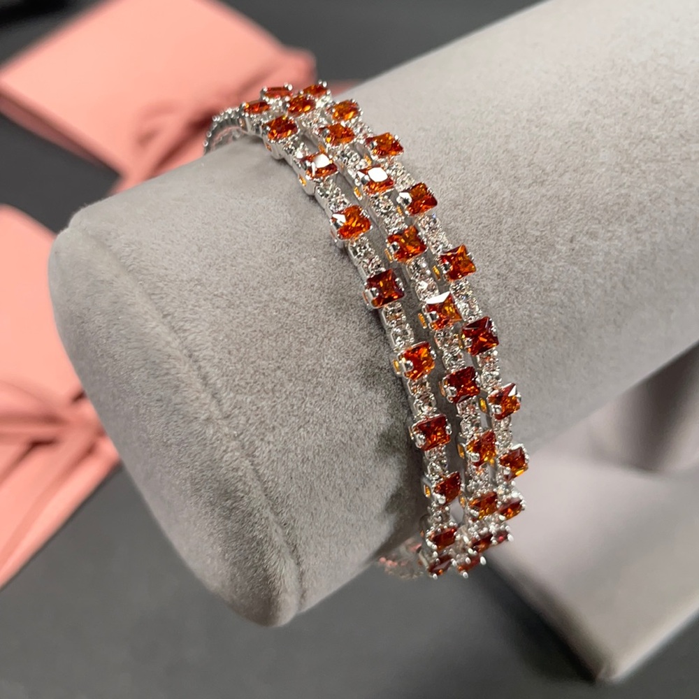 Orange Sapphire Bangle Bracelet